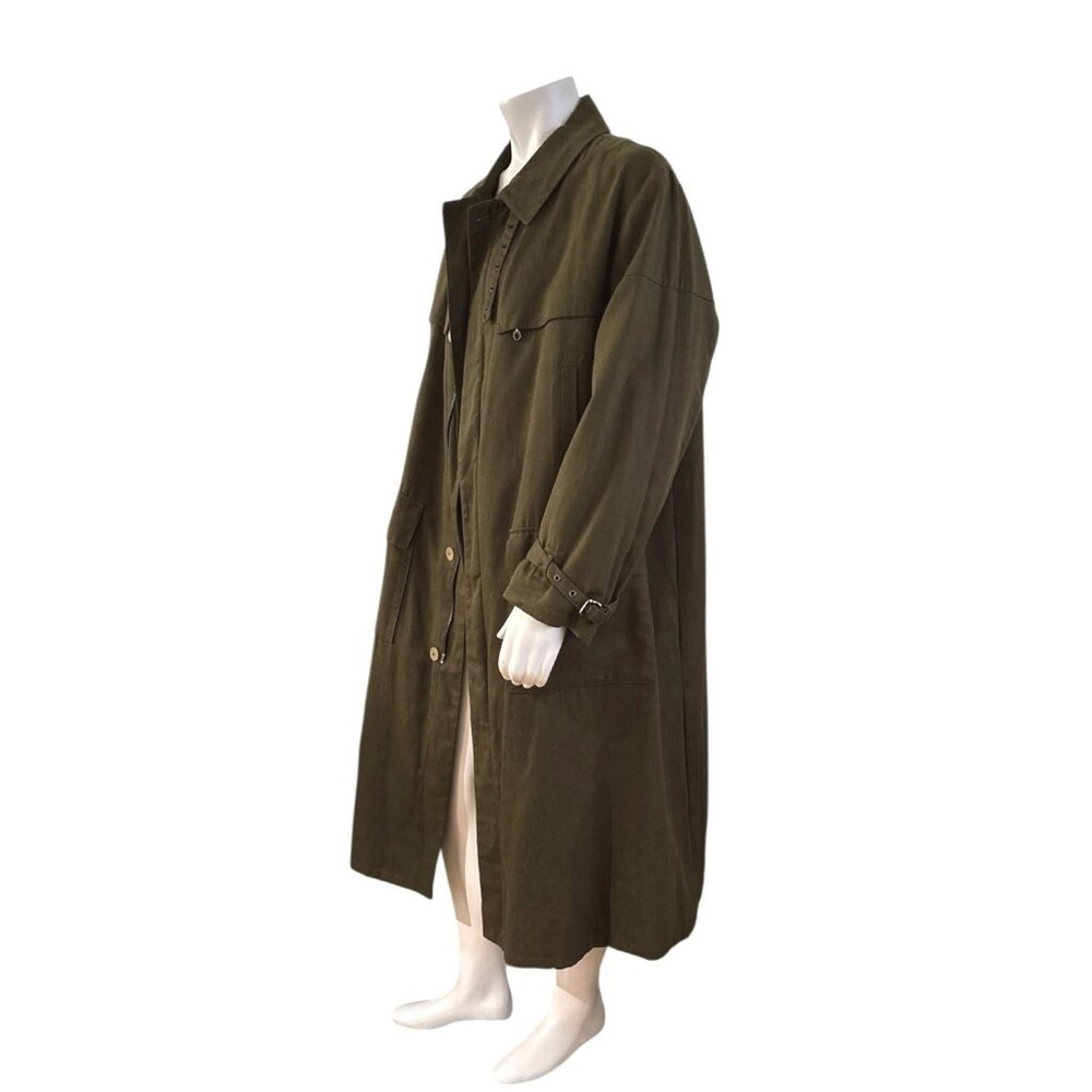 Vintage Holland & Holland Trench Coat XXL Made in France Olive Drab Wool Lined - Picture 5 of 16